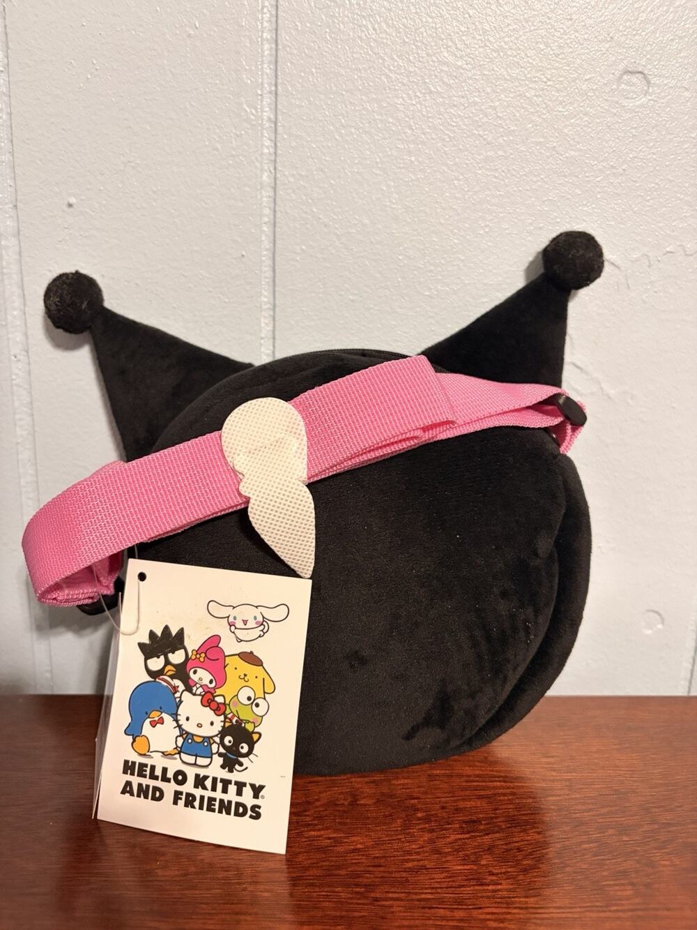 Sanrio Kuromi Plush Head Crossbody Bag Shoulder Purse Pink Strap